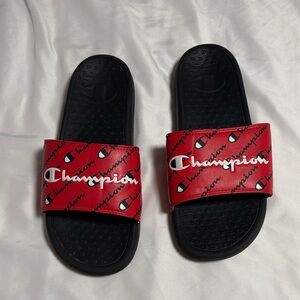 Champion Kids Black and Red Slide Sandals